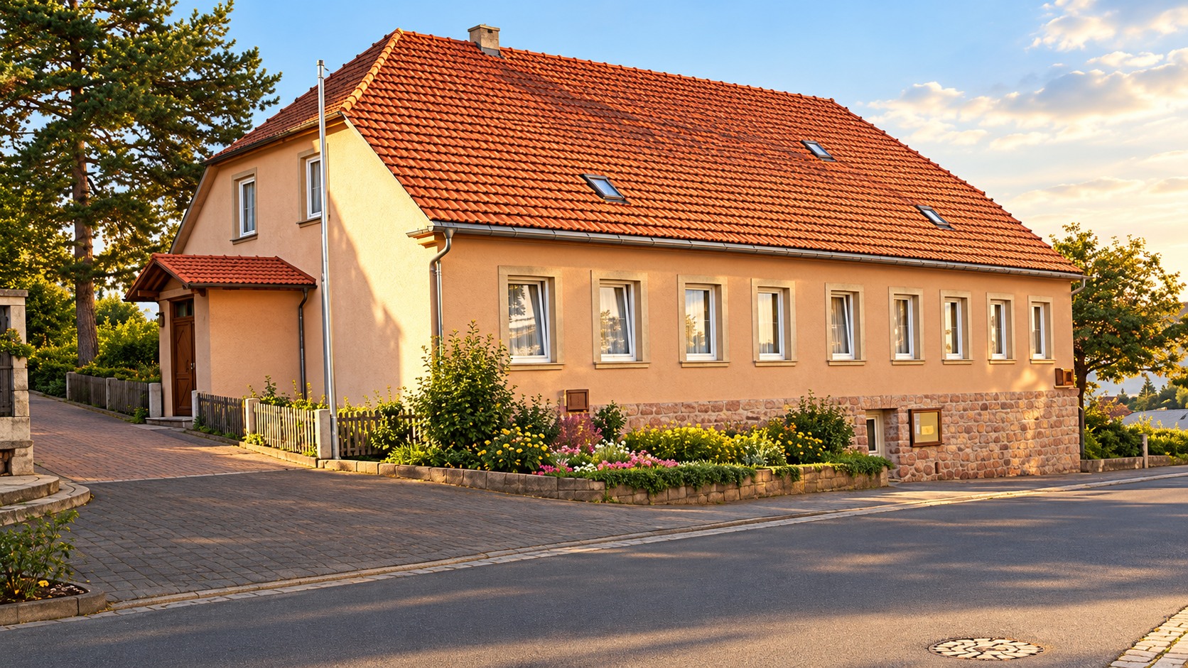 Ansicht des Kolpingheims Garitz, mit KI aufbereitet